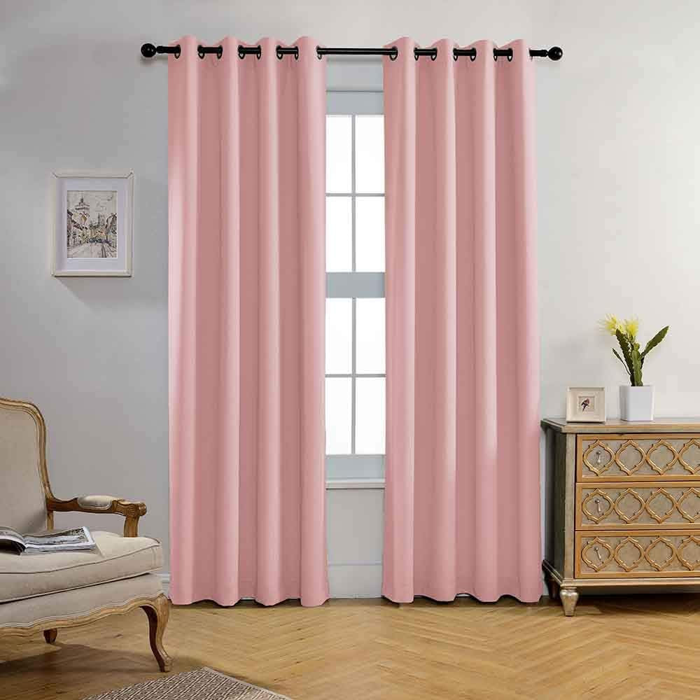 MIUCO Blackout Curtains Room Darkening Curtains Textured Grommet Curtains for Window Treatment 2 Panels 52X63 Inch Long Teal  MIUCO Pink 52X84 Inch 