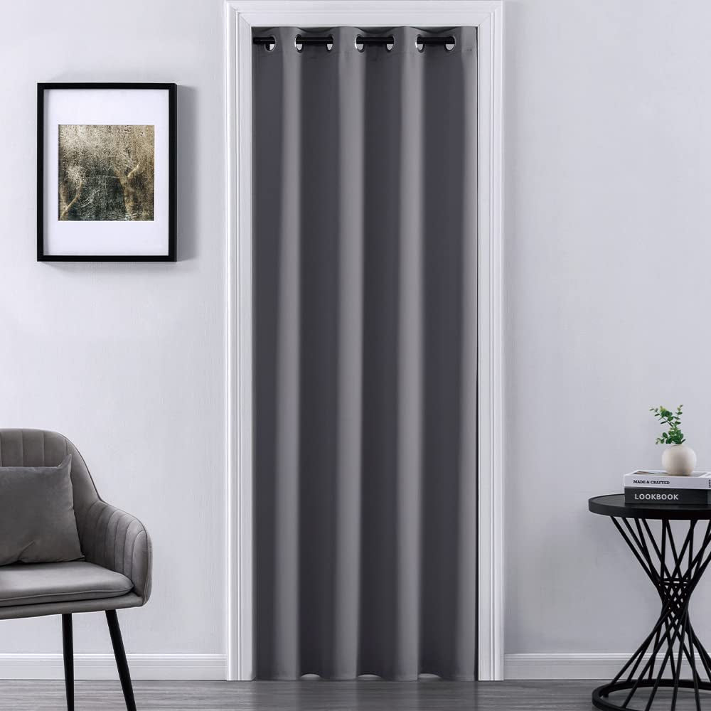 XTMYI Thermal Insulated Curtains for Winter,Heavy Thick Insulation Door Blinds Curtain for Doorway,34X80 in Long,Dark Grey  XTMYI Grey 42X80 