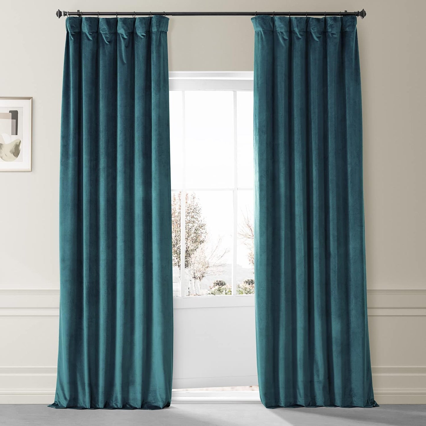 HPD HALF PRICE DRAPES Blackout Solid Thermal Insulated Window Curtain 50 X 96 Signature Plush Velvet Curtains for Bedroom & Living Room (1 Panel), VPYC-SBO198593-96, Diva Cream  Exclusive Fabrics & Furnishings Sea Garden Teal 50 X 108 