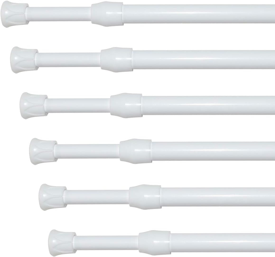 KXLIFE 6 Pack Spring Tension Curtain Rod, Cupboard Bars Rod (White, 7-12")