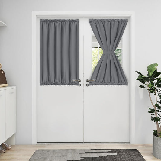 Easy-Going Blackout Door Curtains, Rod Pocket Privacy Light Filtering Sidelight Curtains French Door Curtains with Tieback, 1 Panel, 25X40 Inch, Gray  Easy-Going Grey W25 X L40 Inch 