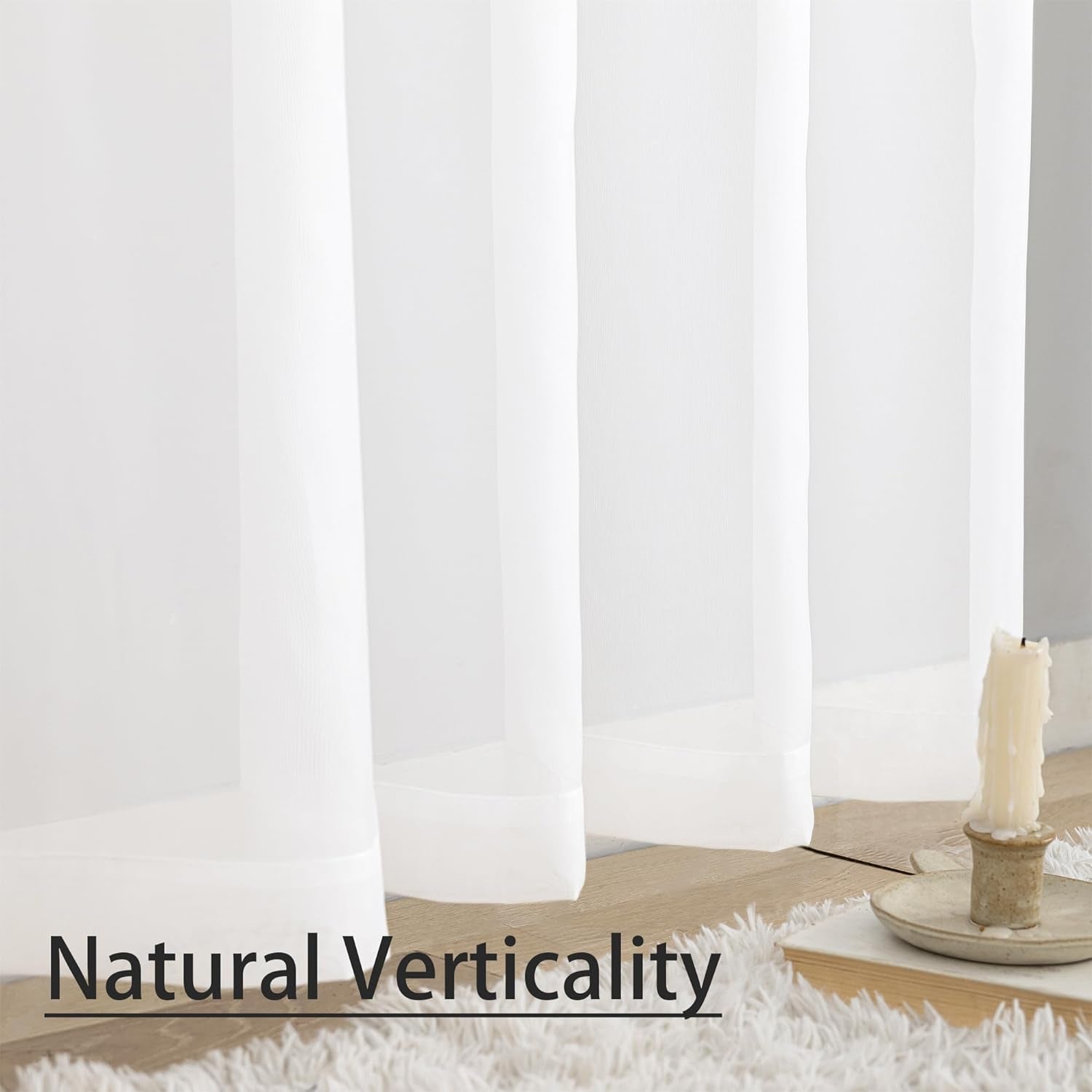 Semi Voile White Sheer Curtains 84 Inches Long 2 Panels Rod Pocket Window Treatment for Living Room Bedroom Dining Room(White 52" W X 84" L)  Karseteli   
