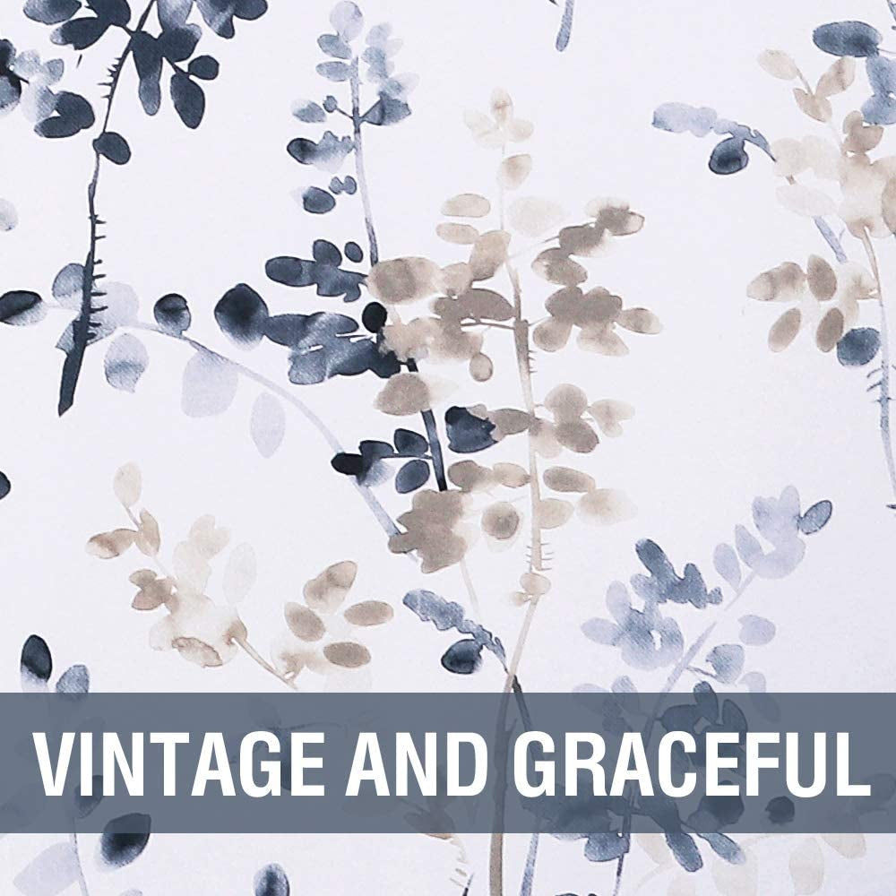 H.VERSAILTEX Blackout Curtains 45 Inch Length 2 Panels Set Room Darkening Thermal Curtains for Bedroom Sound Proof Grommet Floral Curtains, Bluestone and Taupe Vintage Classical Floral Printing  H.VERSAILTEX   