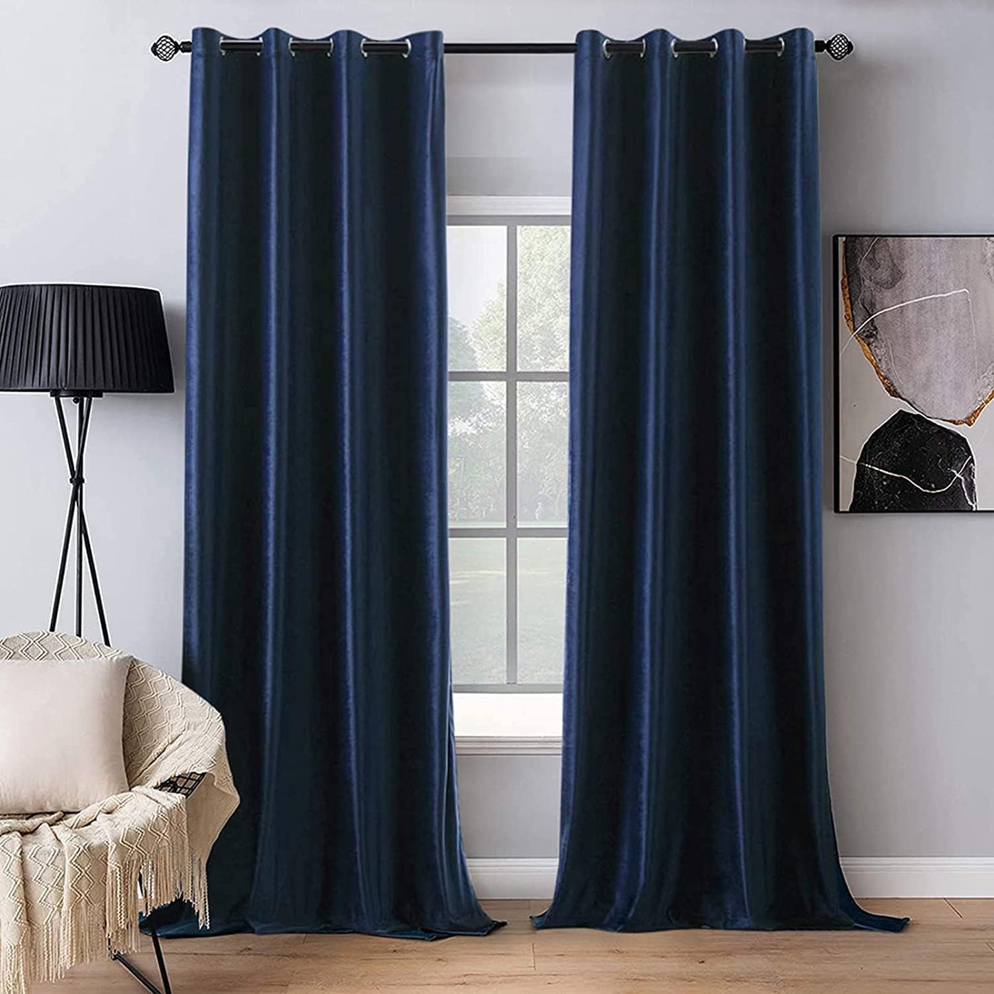 MIULEE Velvet Curtains Olive Green Elegant Grommet Curtains Thermal Insulated Soundproof Room Darkening Curtains/Drapes for Classical Living Room Bedroom Decor 52 X 84 Inch Set of 2  MIULEE Royal Blue W52 X L96 