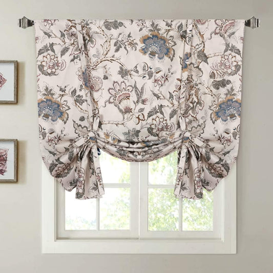 H.VERSAILTEX Thermal Insulated Blackout Curtain Adjustable Tie up Shade Rod Pocket Panel for Small Window-42 Wide by 63" Long-Vintage Floral Pattern in Sage and Brown  H.VERSAILTEX Flroal In Sage And Brown  