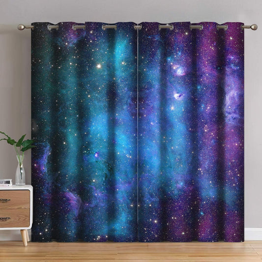 Jekeno Galaxy Blackout Curtains Outer Space Nebula Universe Starry Sky Stars Decor for Kids Boys Bedroom Living Room Grommet Window Drapes 2 Panel Set, 52"X84"  Jekeno   