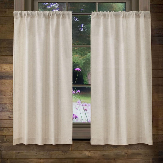 Valea Home Linen Kitchen Curtains 45 Inch Length Rustic Farmhouse Crude Short Cafe Curtains Rod Pocket Tiers for Small Window Bathroom Basement, Natural, 2 Panels  Valea Home 27"W X 45"L  