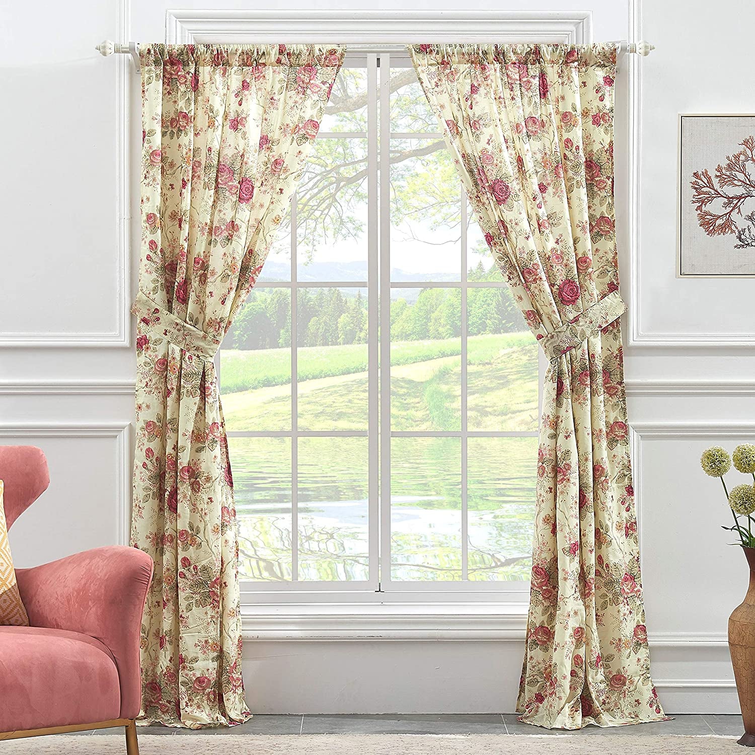 Greenland Home Antique Rose Curtain Panel Pair, 42 X 84 Inches, Multi Color  Greenland Home   