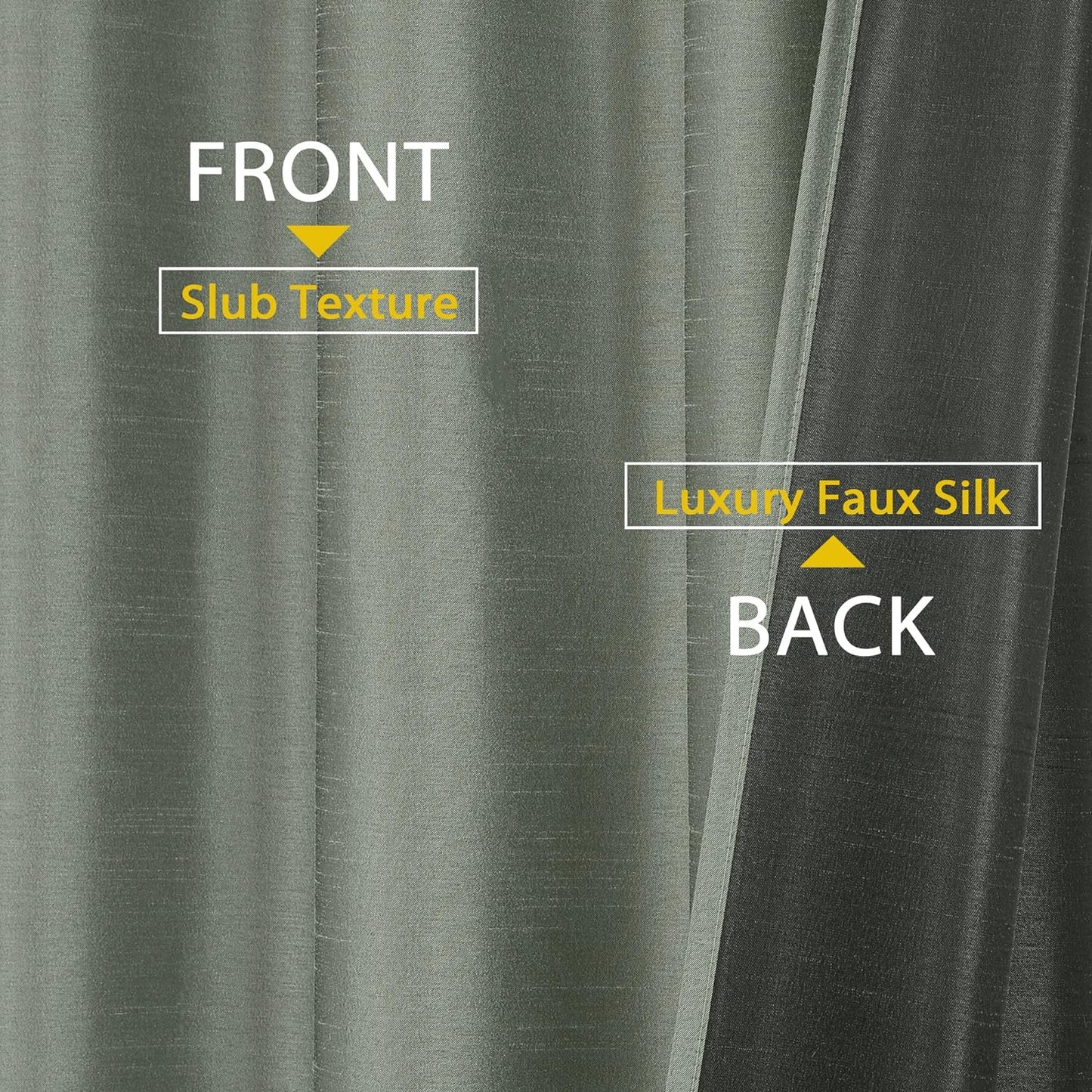 Chyhomenyc Uptown Sage Green Kitchen Curtains 45 Inch Length 2 Panels, Room Darkening Faux Silk Chic Fabric Short Window Curtains for Bedroom Living Room, Each 30Wx45L  Chyhomenyc   