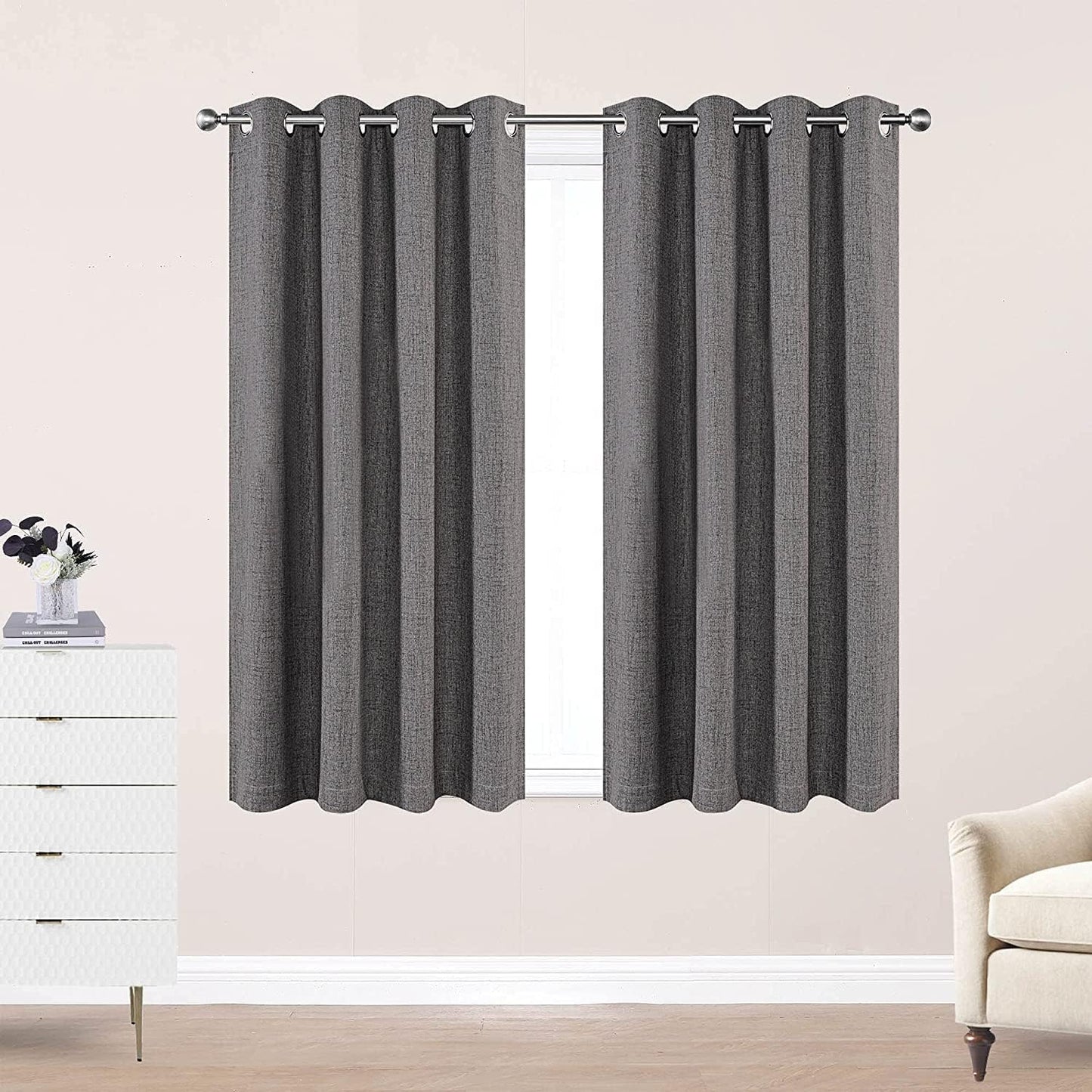 CUCRAF 100% Blackout Window Curtains for Bedroom Noise Reducing,Thermal Insulated Room Darkening Grommet Drapes for Living Room,2 Panels Sets(52 X 95 Inches, Light Khaki)  CUCRAF Grey 52 X 72 Inches 