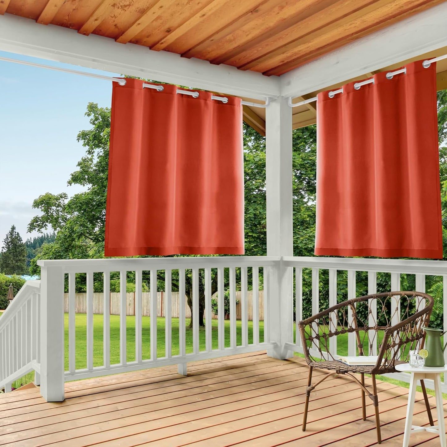Exclusive Home Cabana Solid Indoor/Outdoor Light Filtering Grommet Top Curtain Panel, 54"X84", Natural, Set of 2  Exclusive Home Curtains Mecca Orange 54X63 