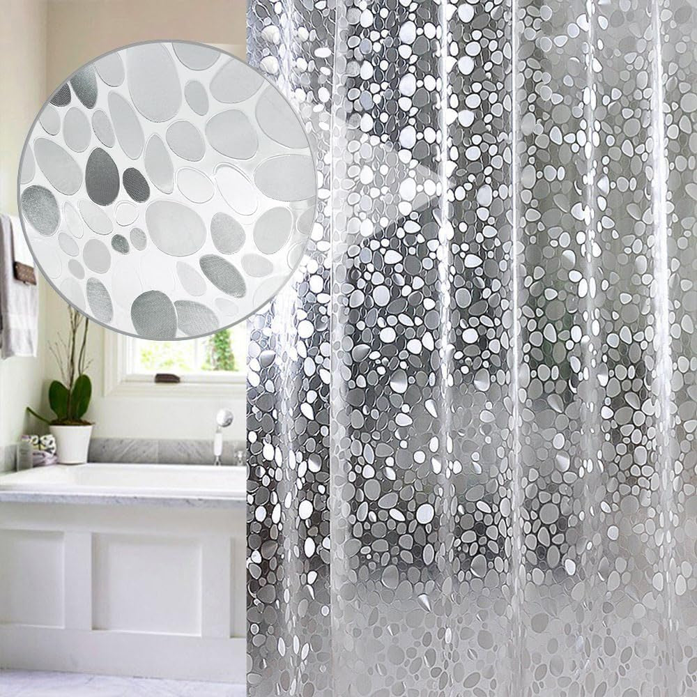 Eurcross Shower Curtain Liner 78Inches Long, 5 Magnets Shower Liner for Bathroom Shower Curtain 72 X 78 Inch Heavy Duty Waterproof Thick EVA, Cobblestone