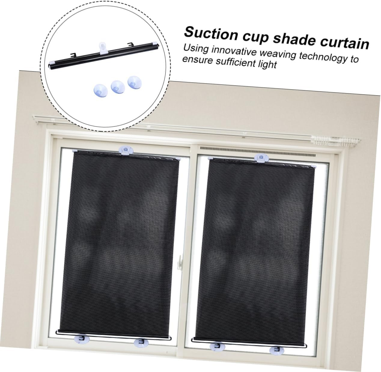 Artibetter Suction Cup Blinds Suction Cup Blackout Curtains Light Filtering Blinds Cordless Roller Shades Sun Blocking Curtains Balcony Suction Cup Sunshade Window Curtain Shade Roller