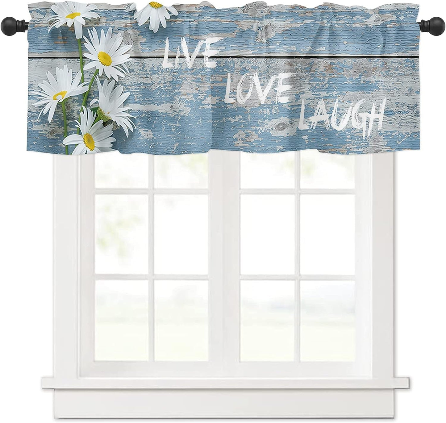 54X18 Inch Curtain Valance Farm House Polyester Valances for Home Decor with Rod Pocket, Window Drape for Girls Bedroom Kitchen Dorm Bathroom Decoration Watercolor Rooster and Sunflowers