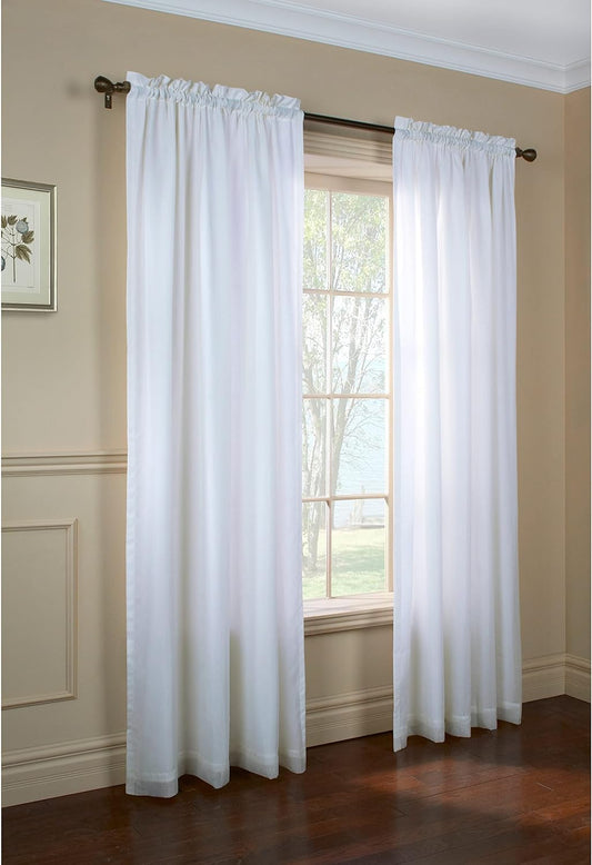 Thermavoile Rhapsody Lined Rod Pocket Curtain Panel Window Dressing 54 X 63 in White  Commonwealth   