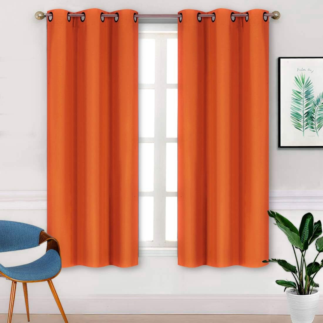 Home Collection 2 Panels 100% Blackout Curtain Set Solid Color with Rod Pocket Grommet Drapes for Kitchen, Dinning Room, Bathroom, Bedroom,Living Room Window New (74” Wide X 62” Long, Ivory)  Kids Zone home Linen Orange 74” Wide X 62” Long 