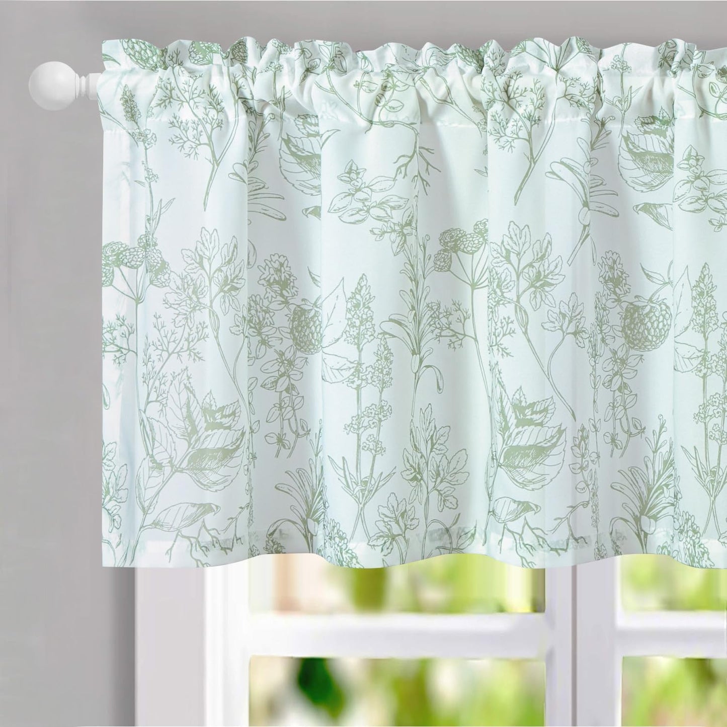 VOGOL Colorful Floral Print Tier Curtains, 2 Panels Smooth Textured Decorative Cafe Curtain, Rod Pocket Sheer Drapery for Farmhouse, W 30 X L 24  VOGOL Mn009 W52 X L18 