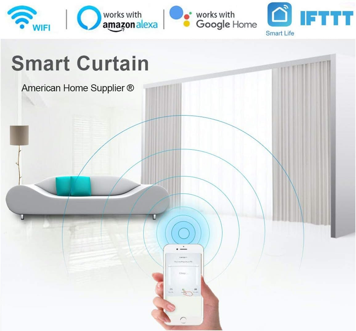 Homesupplier Smart Curtain Rod, Automatic Curtain, Compatible with Alexa, Google Home, Smart Life App, Customizable Length (6.5 Ft)