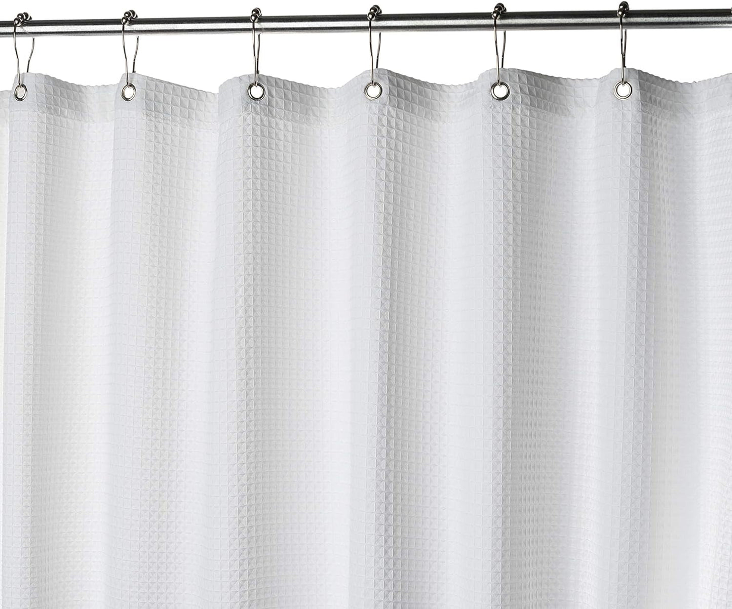 Creative Scents Fabric White Shower Curtain for Bathroom - Spa, Hotel Luxury Matt Waffle Weave Square Design, Water Repellent, 230 GSM Weighty Cloth, 72" X 72" for Decorative Bathroom Curtains