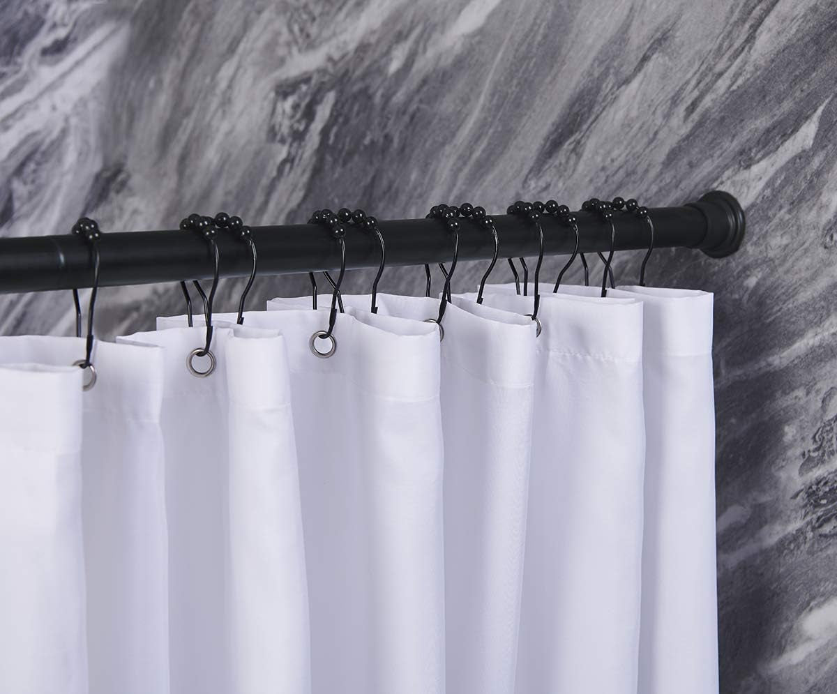ALLZONE Heavy Duty Tension Shower Curtain Rod 43-92 Inches for Bathroom, Window, Non-Slip, Adjustable with Strong Spring Pole for Closet, Doorway, No Rust, No Drilling, Black