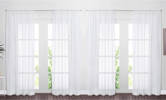 NICETOWN 4 Pieces Sheer White Curtains 84 - Window Treatment Rod Pocket Tulle Voile Drape/Panel Sets for Patio Door (4 Panels, W60 X L84)  NICETOWN White W60 X L84 
