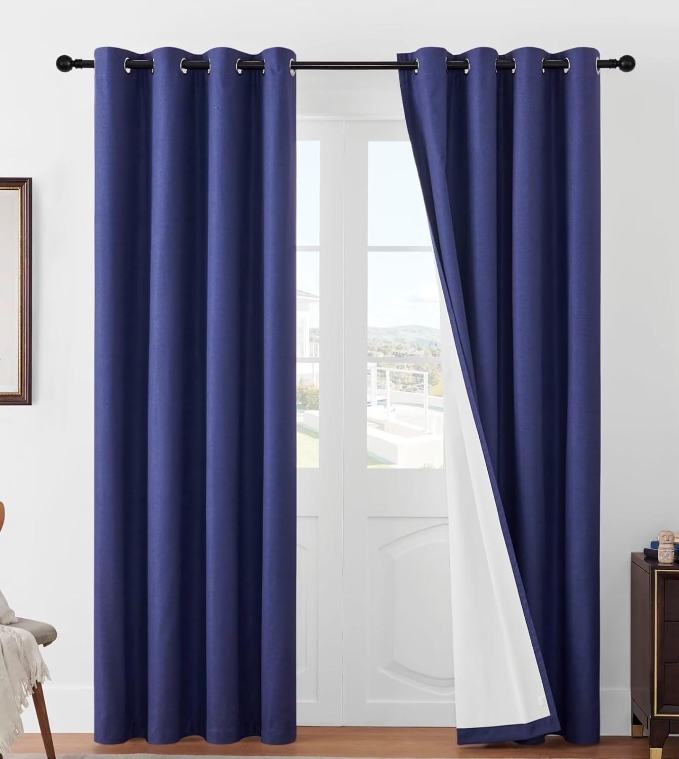 Joydeco 100% Blackout Curtains for Bedroom, Black Out Curtains 90 Inch Long, Ivory White Curtains for Living Room Window Thermal Insulated Drapes(W52 X L90 Inch, Ivory)  Joydeco 100 Blackout | Navy Blue 52W X 72L Inch X 2 Panels 