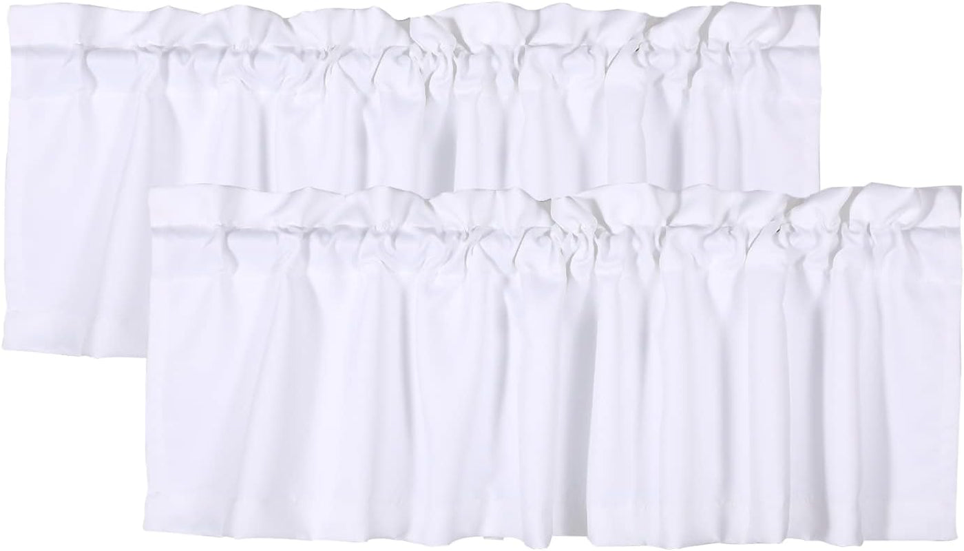 2 Panels Curtain Valances for Windows,52In X18In Blackout Window Treatment Valances,Decorative Valances with 1.9In Rod Pockets,Brown Flower  Athootita Valances-White  