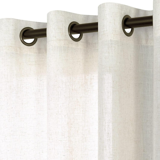 KOUFALL Linen Grommet Curtains for Living Room,Semi Sheer Boho Farmhouse Neutral Cream Curtain Drapes with Bronze Grommets,Room Curtains for Bedroom Window Set of 2 Panels 84 Length  KOUFALL TEXTILE Natural 52X72 
