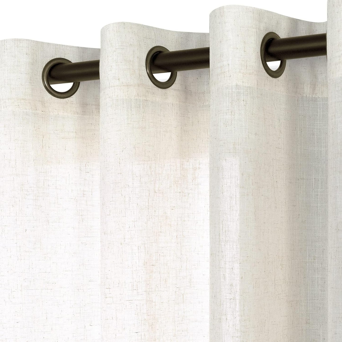 KOUFALL Beige Rustic Country Curtains for Living Room 84 Inches Long Flax Linen Bronze Grommet Tan Sand Color Solid Faux Linen Curtains for Bedroom Sliding Glass Patio Door 2 Panels  KOUFALL TEXTILE Natural 52X86 