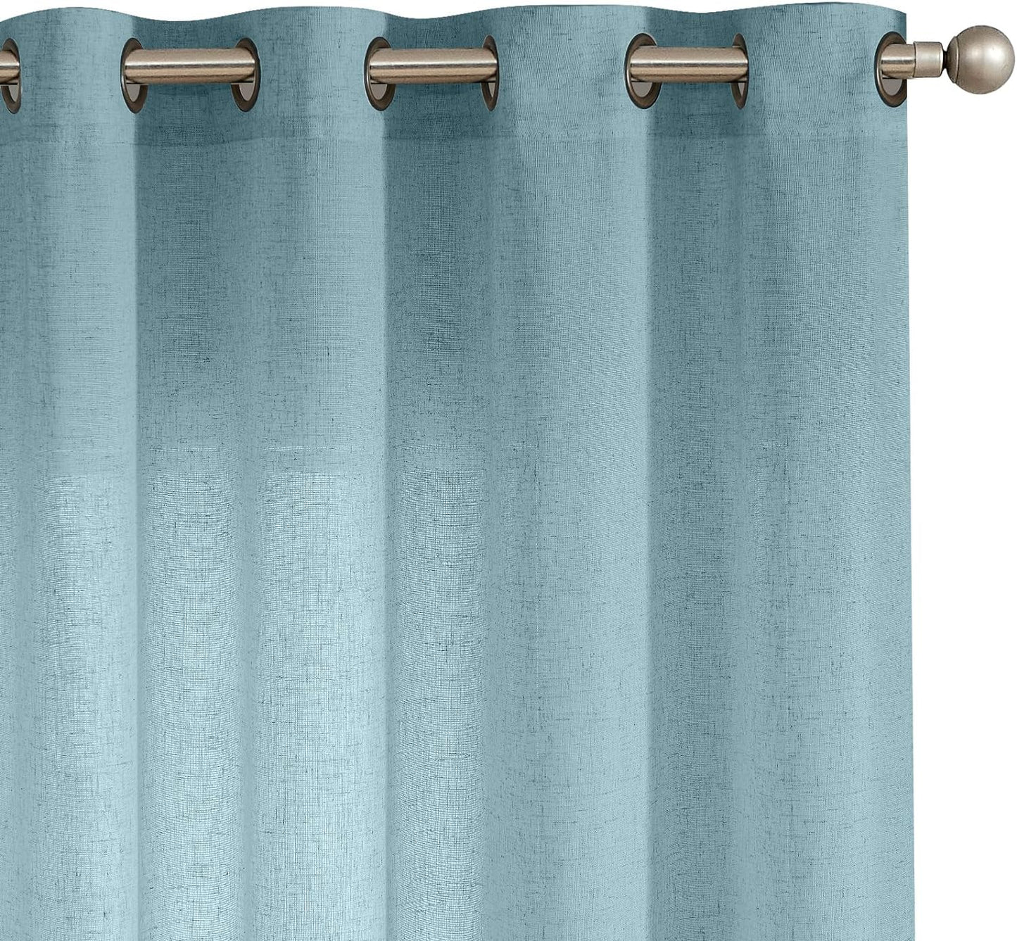 Jinchan Linen Beige Curtain 100 Inch Extra Wide for Patio Sliding Glass Door Room Divider Farmhouse Grommet Top Light Filtering Window Drape for Bedroom 100X84 Crude 1 Panel  CKNY HOME FASHION *Blue W50 X L84 