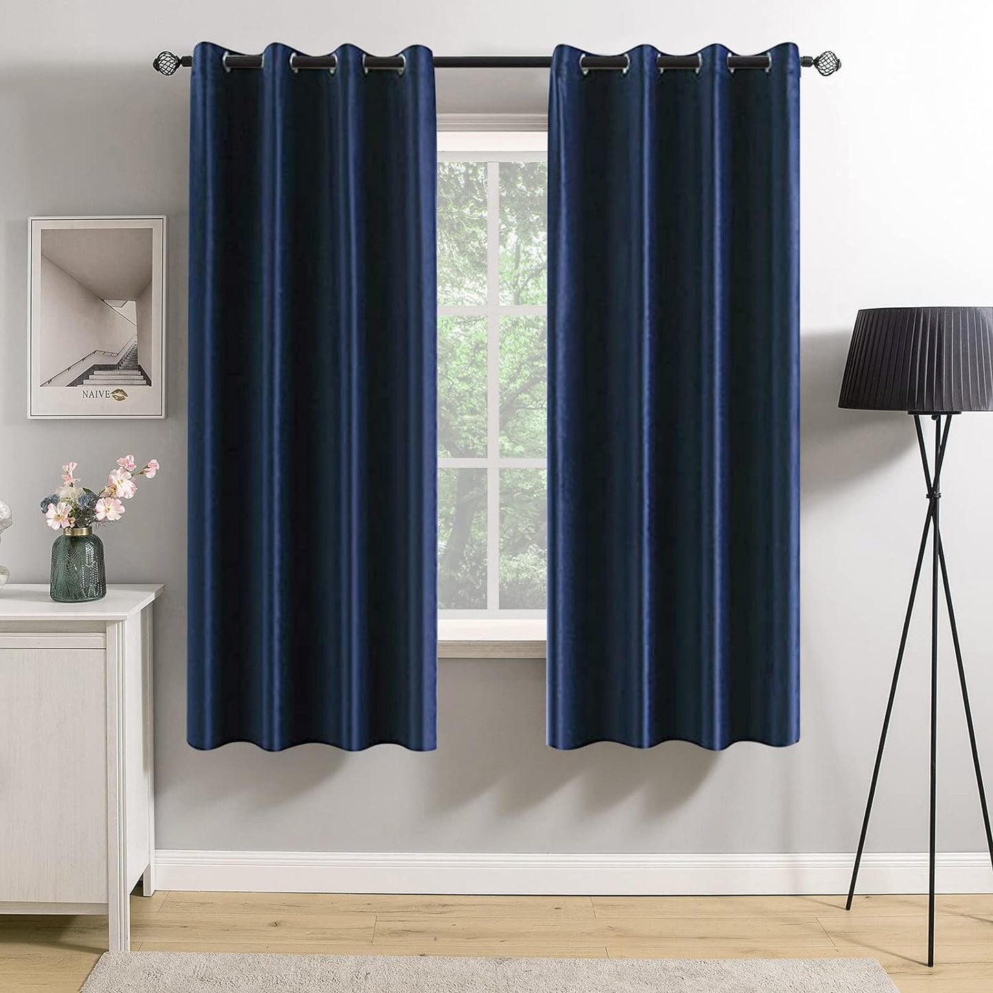 MIULEE Velvet Curtains Olive Green Elegant Grommet Curtains Thermal Insulated Soundproof Room Darkening Curtains/Drapes for Classical Living Room Bedroom Decor 52 X 84 Inch Set of 2  MIULEE Royal Blue W52 X L63 