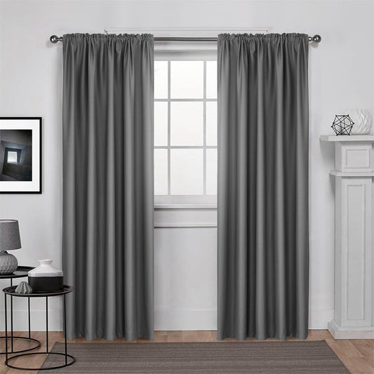 Dreaming Casa Solid Room Darkening Blackout Curtains for Bedroom Draperies Window Treatment Grey Rod Pocket 2 Panels 52" W X 96" L  Dreaming Casa Grey 2 X (84"W X 84"L) 