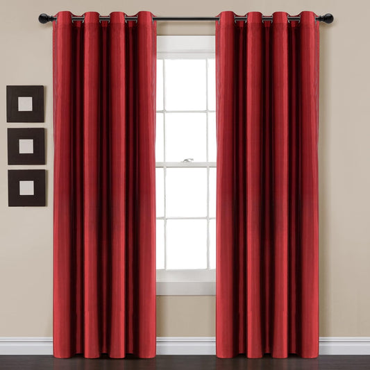 Lush Decor Insulated Grommet 100% Blackout Faux Silk Window Curtain Panel (Single Panel), 95" L X 52" W, Red  Lush Decor Red 95"L X 52"W 