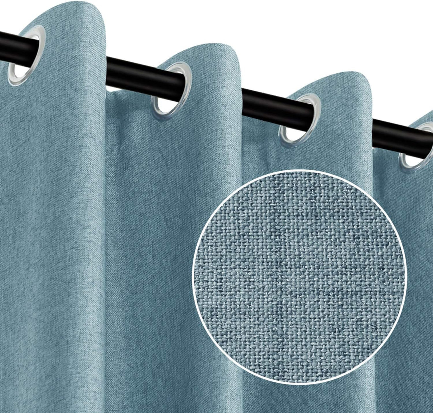 RHF Blackout Curtains 84 Inch Length 2 Panels Set, Primitive Linen Look, 100% Blackout Curtains Linen Black Out Curtains for Bedroom Windows, Burlap Grommet Curtains-(50X84, Oatmeal)  Rose Home Fashion Teal Blue W50 X L108 
