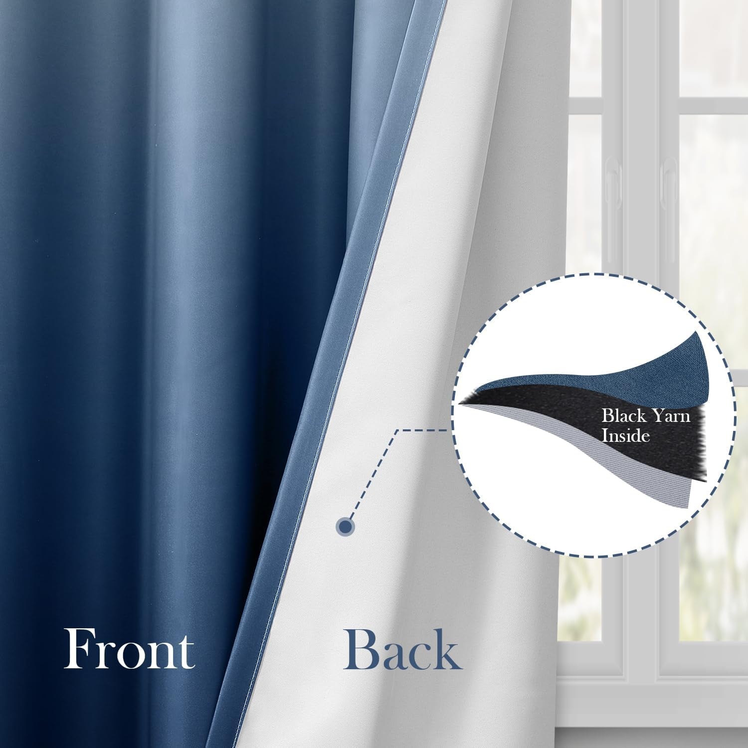 HOMEIDEAS Navy Blue Ombre Blackout Curtains 52 X 84 Inch Length Gradient Room Darkening Thermal Insulated Energy Saving Grommet 2 Panels Window Drapes for Living Room/Bedroom  HOMEIDEAS   