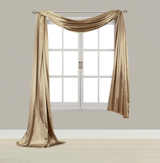 Elitehomeproducts Satin Window Scarf, Swag Valance, Fully Stitched & Hemmed