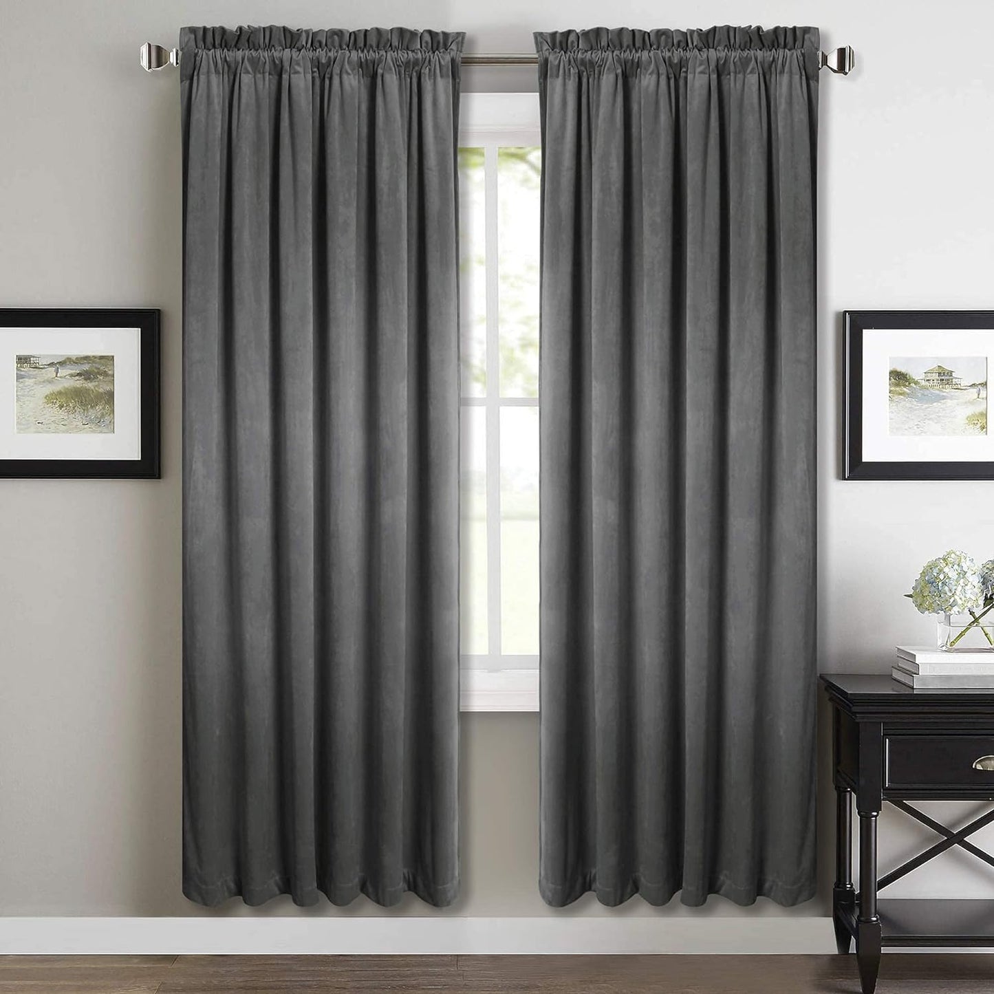 Stangh Theater Red Velvet Curtains - Super Soft Velvet Blackout Insulated Curtain Panels 84 Inches Length for Living Room Holiday Decorative Drapes for Master Bedroom, W52 X L84, 2 Panels  StangH Grey W52" X L72" 