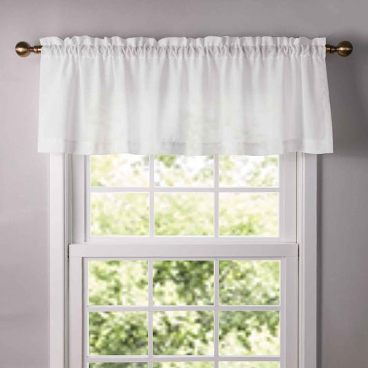 2 Pack White Valances for Windows Semi Sheer Kitchen Valance Bedroom Bathroom Small Window Cafe Curtains, 54X15 Inches