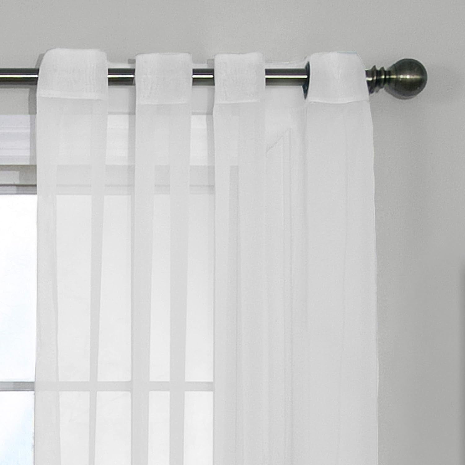Odor Neutralizing Sheer Voile Grommet Window Curtain for Bedroom or Living Room (1 Panel), 59 in X 63 In, White  Curtain Fresh   