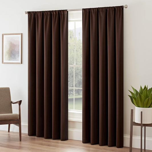 Eclipse Tricia Modern Room Darkening Thermal Rod Pocket Window Curtain for Bedroom (1 Panel), 52 in X 95 In, Espresso  Keeco LLC   