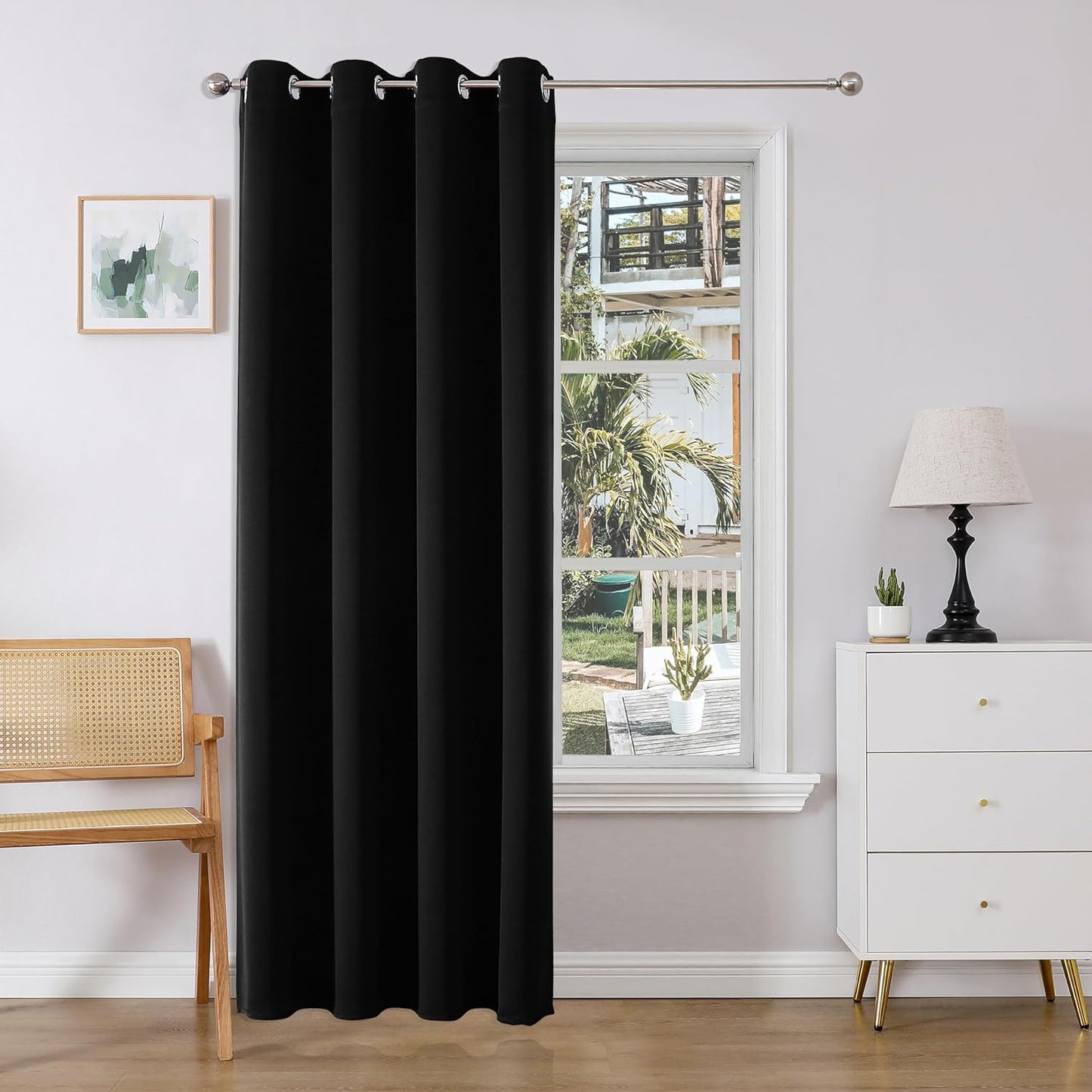 Joydeco Curtains for Sliding Glass Doors, Blackout Curtains 100 X 84 Inches, Extra Wide Curtains for Patio Sliding Door Living Room, Room Divider Curtains  Joydeco Black 52W X 84L Inch X 1 Panel 