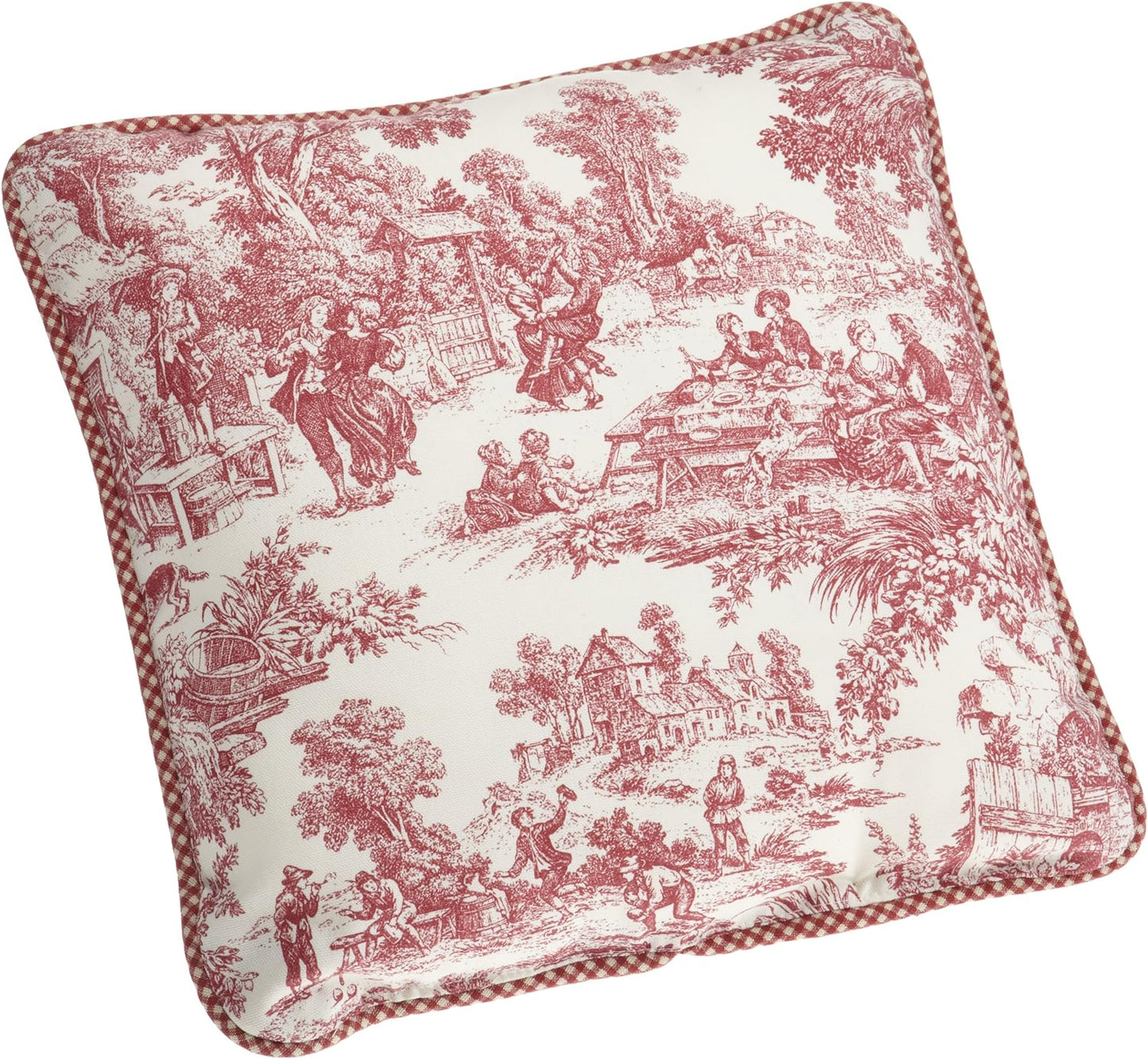 Ellis Curtain Victoria Park Toile 68-Inch-By-84 Inch Tailored Panel Pair with Tiebacks, Black  Ellis Curtain Red Toss Pillow 