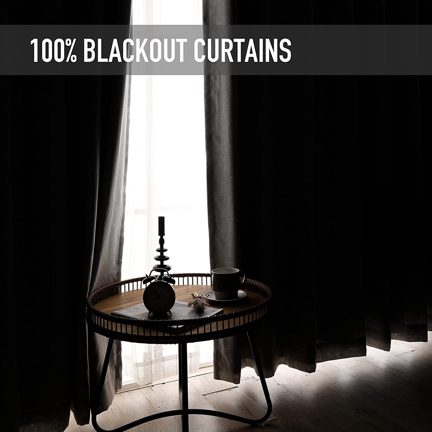 100% Blackout Shield Blackout Curtains Extra Wide Blackout Curtains 100 Inch Patio Door Curtains Linen Blackout Curtain Burlap Curtains for Sliding Glass Door(W100 X L84 1 Panel, Beige)  100% Blackout Shield   