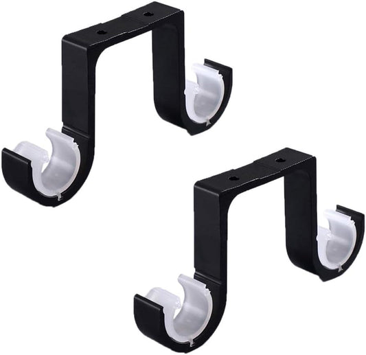 2Pcs Sturdy Double Curtain Rod Holder Adjustable Curtain Rod Holders Metal Double Rod Bracket for Wall Roof Mounted