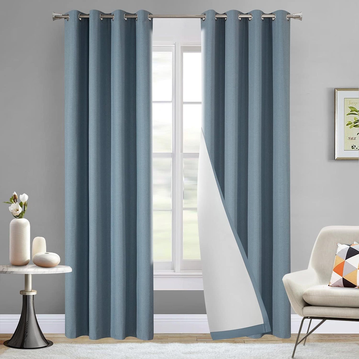 LOYOLADY Dark Grey Blackout Curtains 102 Inches Long 2 Panels Set Thermal Insulated Curtains for Living Room Grommet Noise Reduce Curtains for Bedroom 52" W X 102" L  LoyoLady Home Textiles Teal 100 Blackout Curtains, Grommet 2 X ( 72" W X 84" L ) 