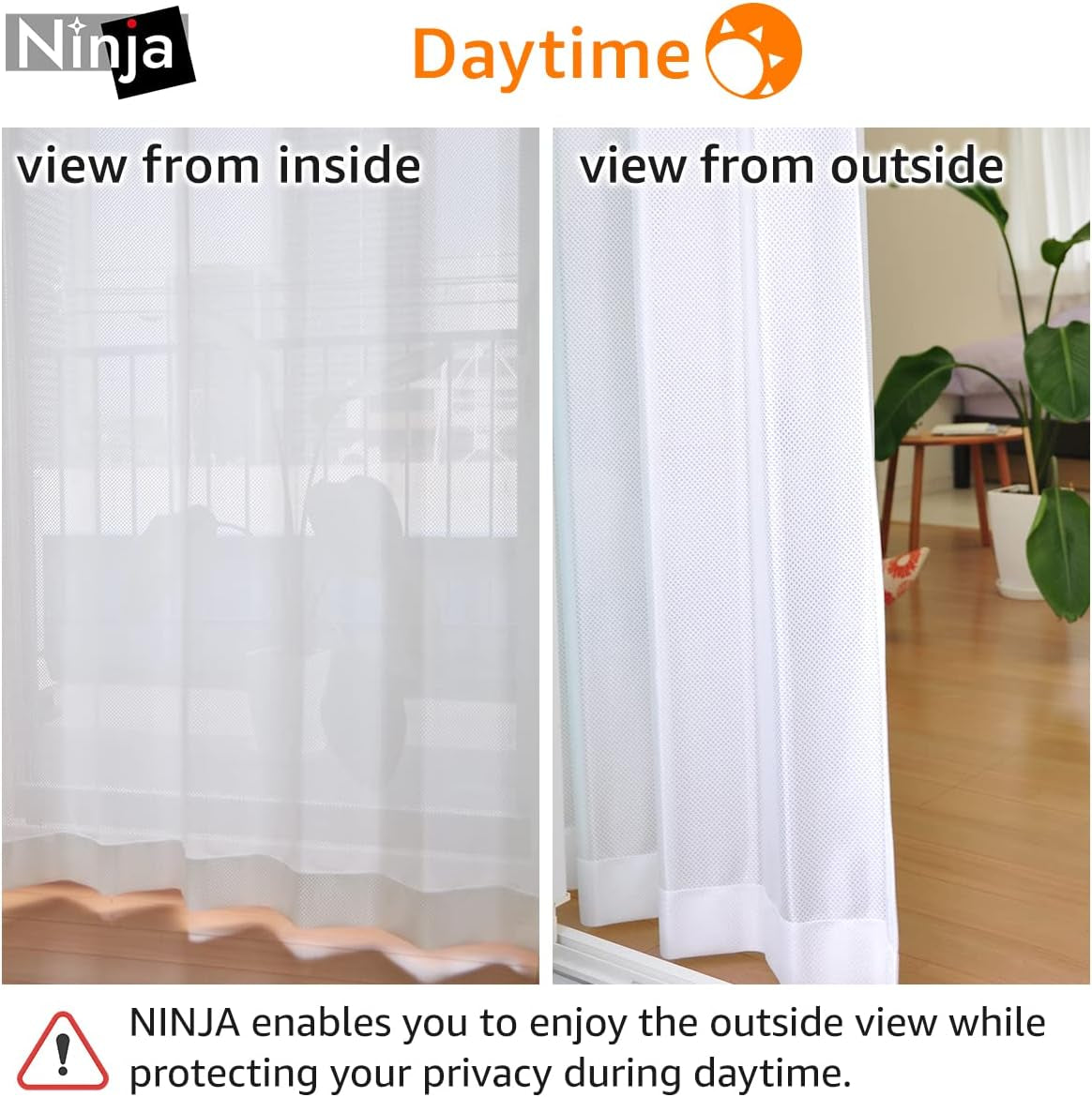 カーテンくれない KURENAI One-Way See through Privacy Lace Curtain [Ninja] Made in Japan Pinch Pleated 2 Panels Semi Sheer for Livingroom Bedroom UV Blocking Light Filtering 39.4W X 94.9L with Hooks&Rings  KURENAI   