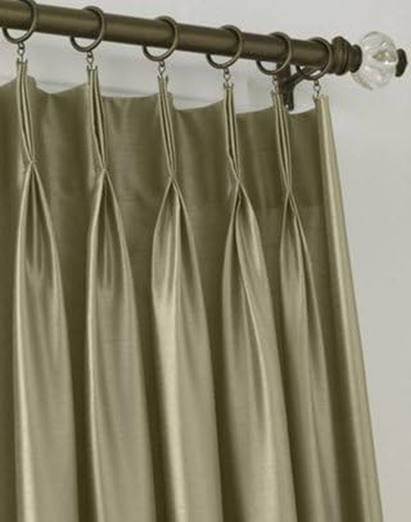 Curtainworks Marquee Faux Silk Pinch Pleat Curtain Panel, 30 by 95", Pewter  CHF Industries   