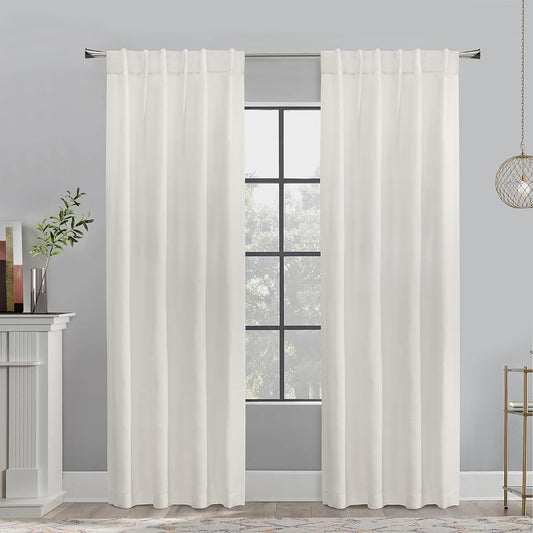 Commonwealth Home Fashions Mulberry Back Tab Curtain Panel Window Dressing 54 X 84 in White (71996-142-54-84-001)  Commonwealth Home Fashions 54" X 95"  
