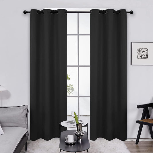 Deconovo 100% Blackout Curtains Room Darkening Thermal Insulated Blackout Grommet Window Curtain for Living Room,Black,42X120-Inch,1 Panel  Deconovo Black 42X108 Inch 