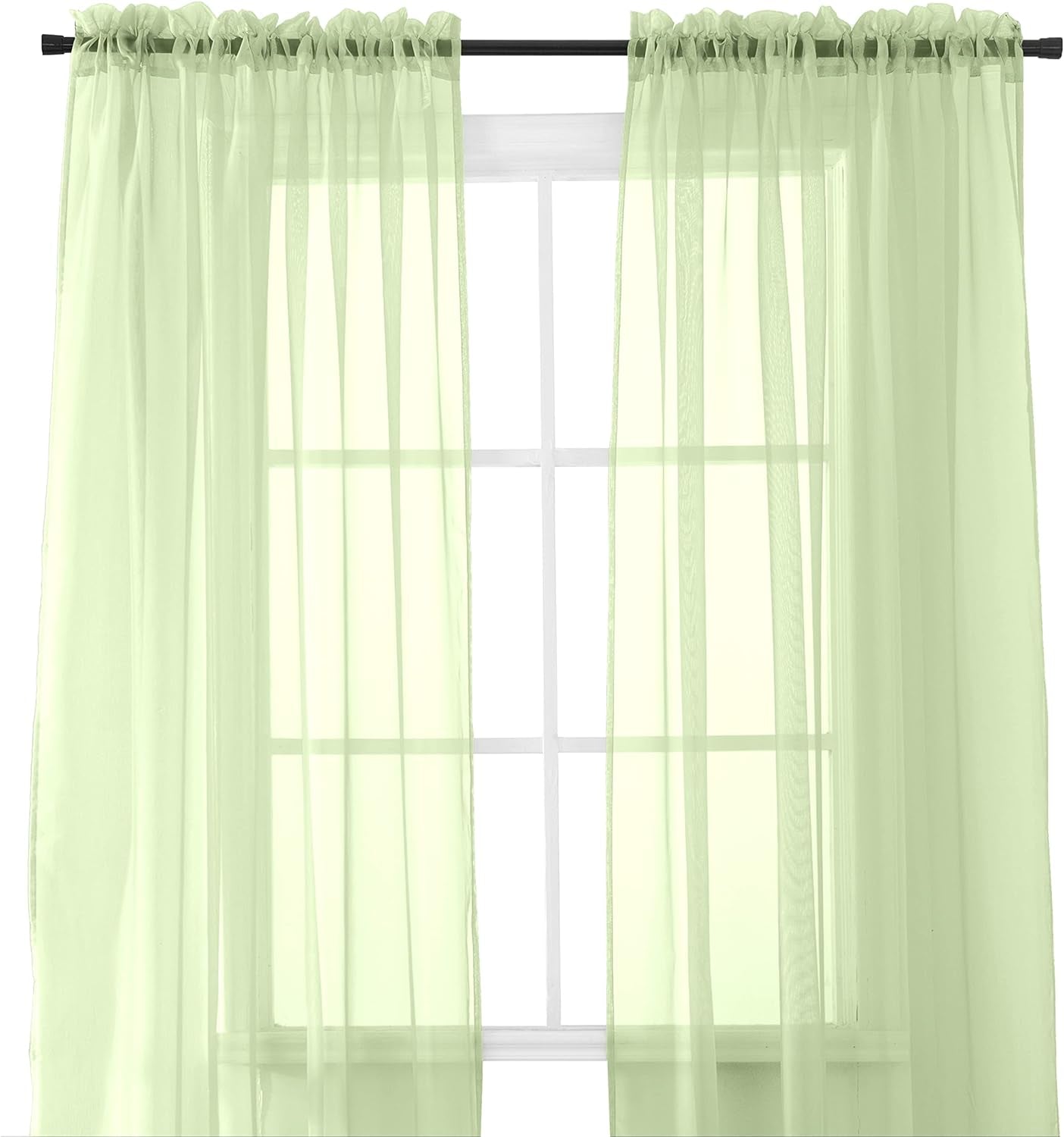 Elegant Comfort 2-Piece Sheer Panel with 2Inch Rod Pocket - Window Curtains 60-Inch Width X 84-Inch Length - Light Blue  Elegant Comfort Sage 40" X 84" 
